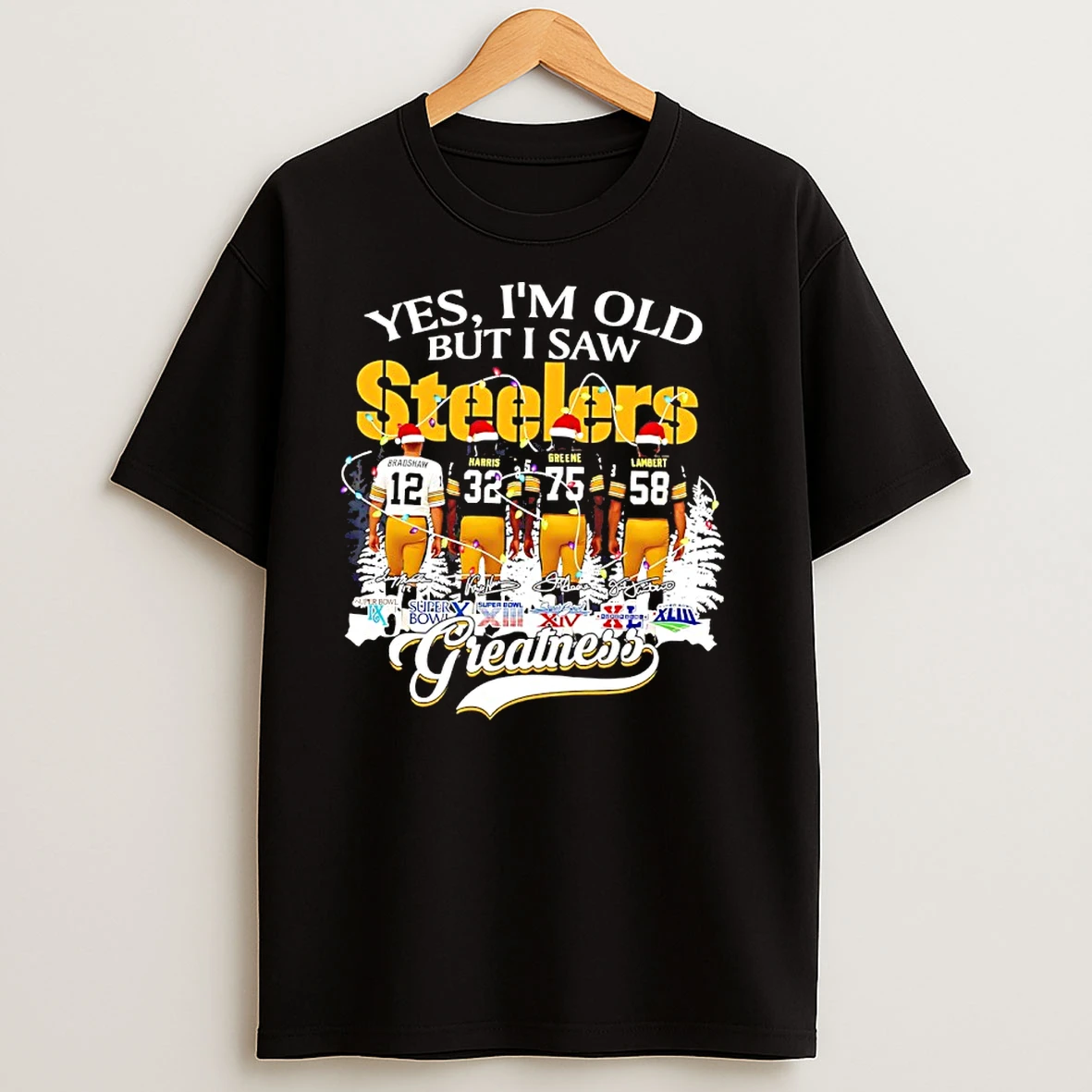 Yes Im Old But I Saw Pittsburgh Steelers Greatness Christmas 6x Super Bowl Signatures T Shirts