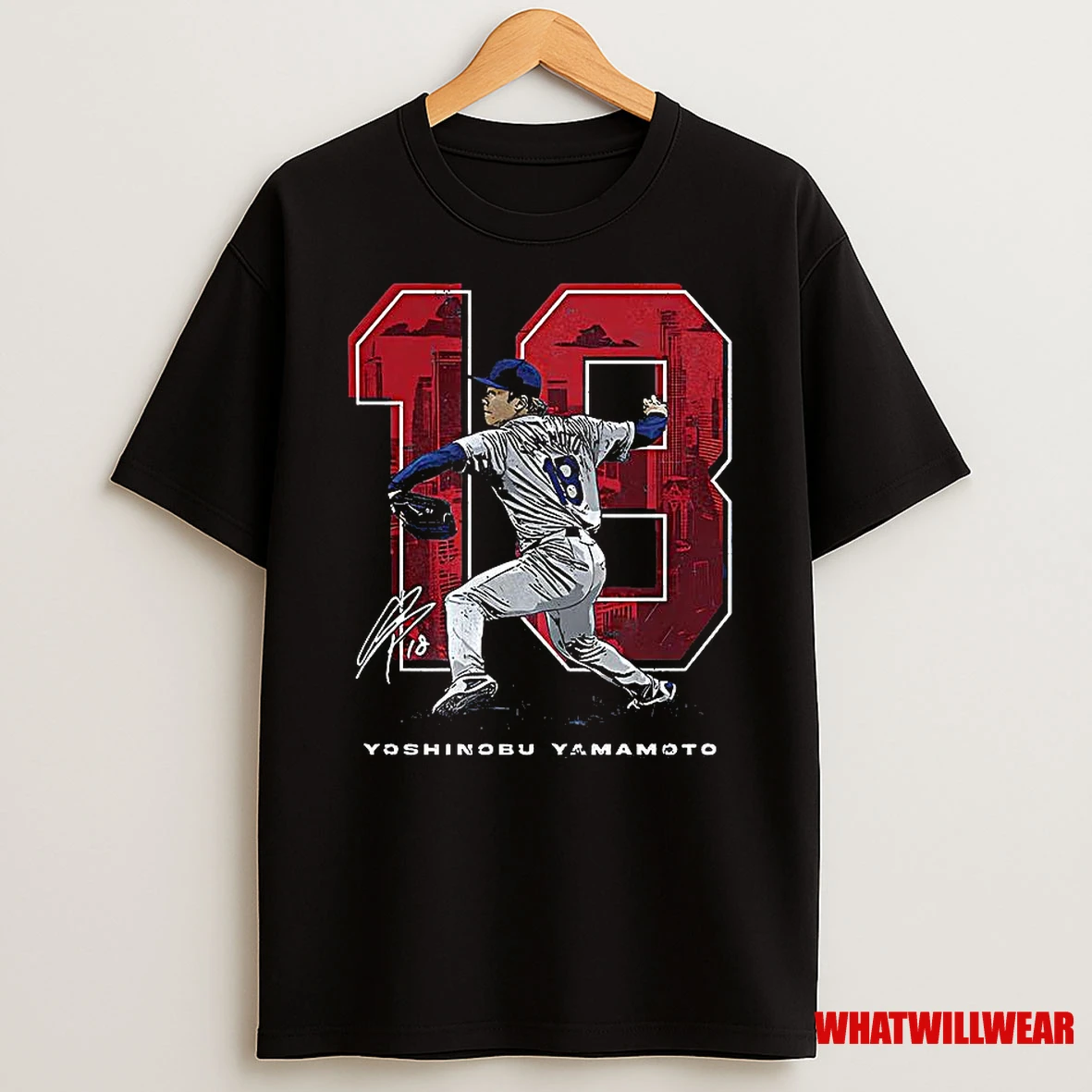 Yoshinobu Yamamoto Los Angeles Dodgers Baseball Pitching Stance Signature Shirts