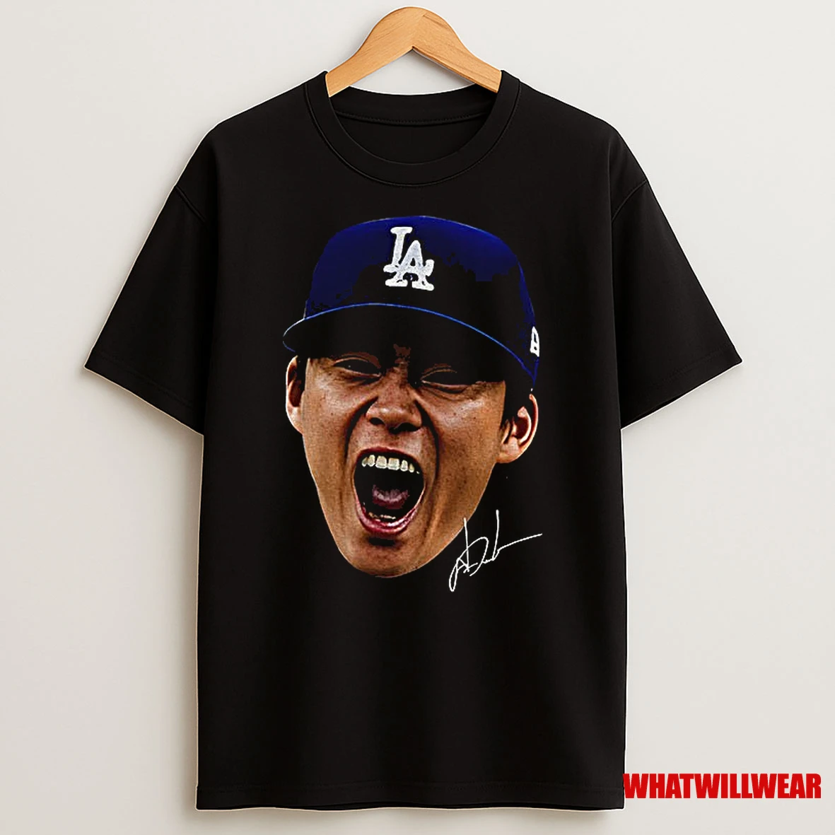 Yoshinobu Yamamoto Big Face Fan Inspired Los Angeles Dodgers Meme Signature Shirts