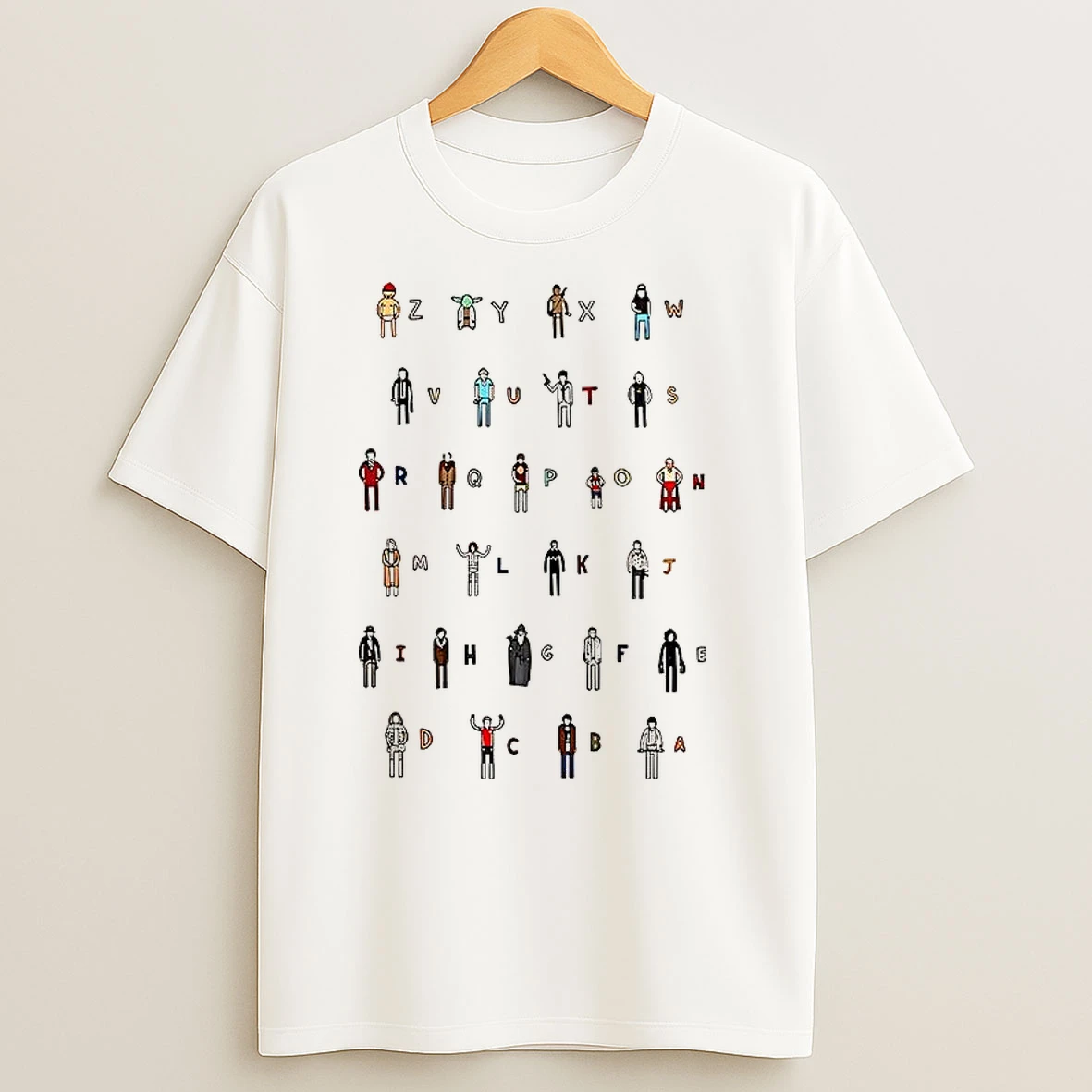 Z A Movie Characters Alphabet T Shirts