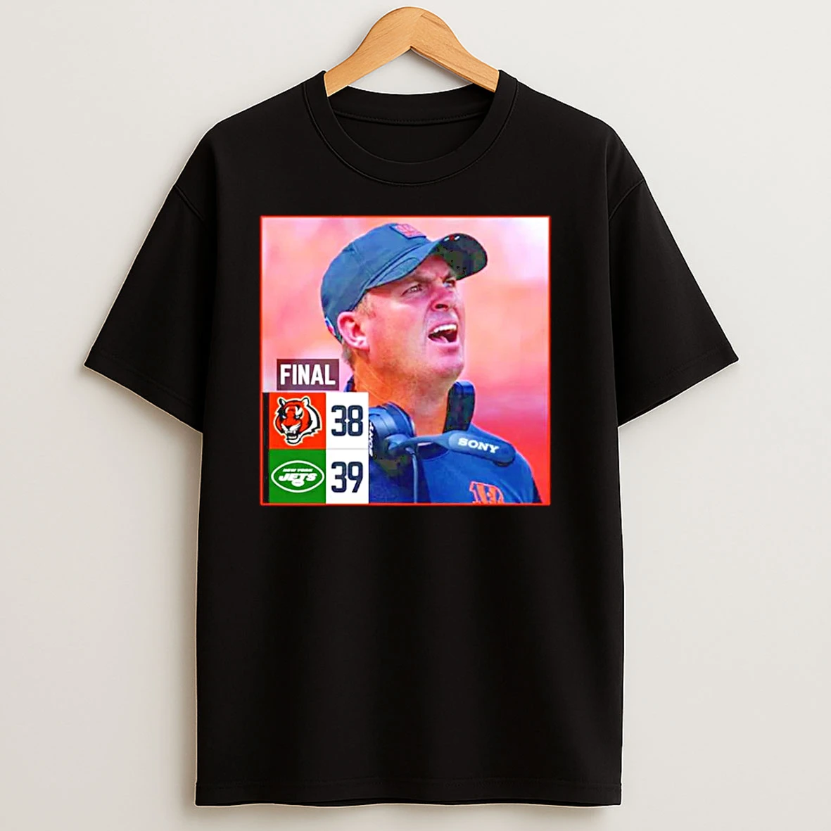 Zac Taylor Final Score Sports Bengals Vs Jets 38 39 T Shirts