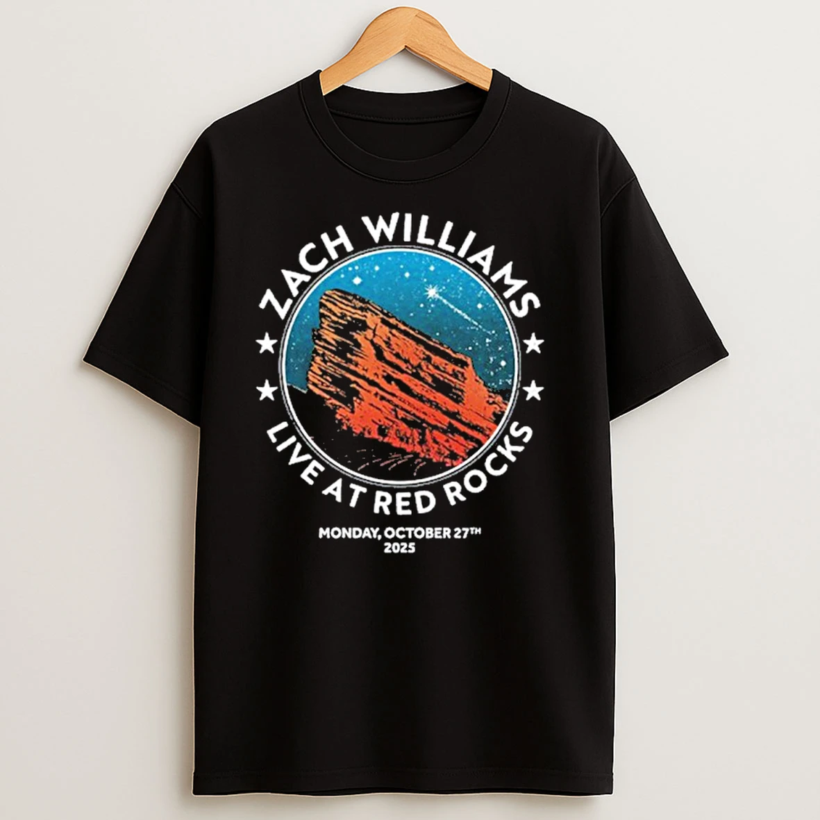 Zach Williams Red Rocks Amphitheatre Oct 27 2025 Tour T Shirts
