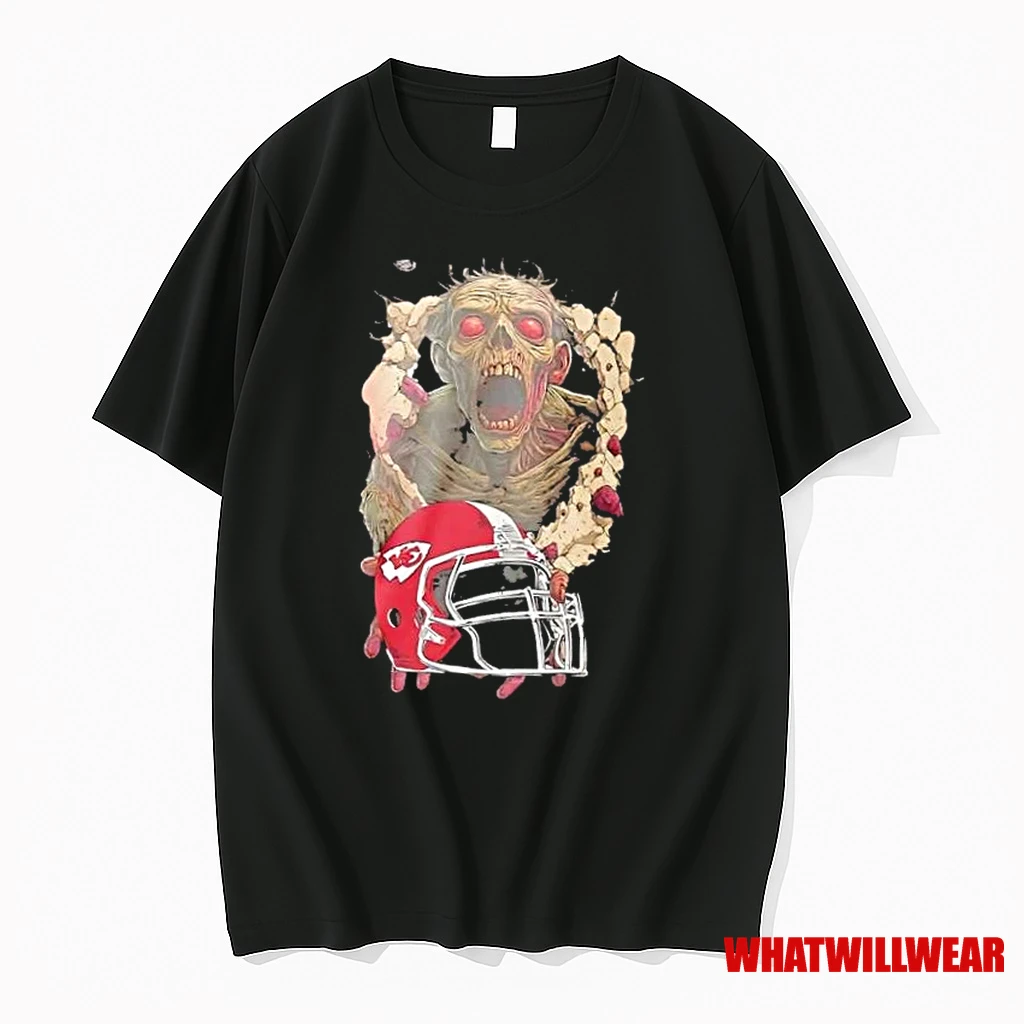 Zombie Kansas City Chiefs Football Helmet Horror Halloween Shirts
