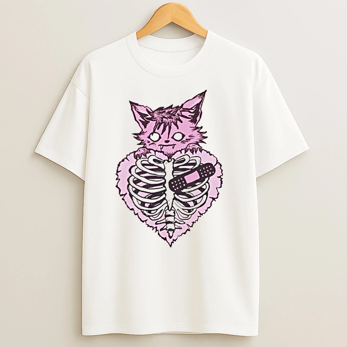 Zombie Cat Heart Ornaments T Shirts