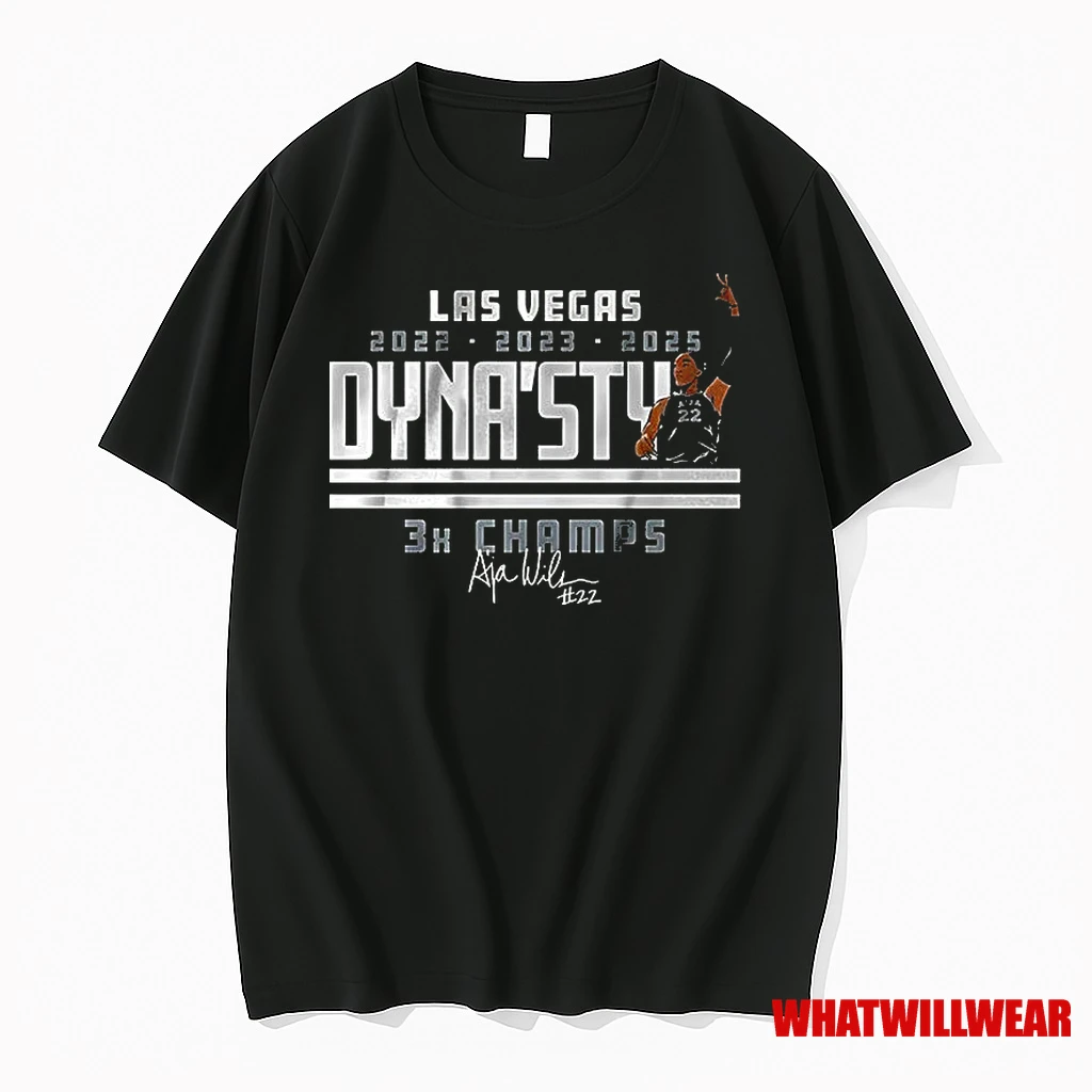 Aja Wilson Dynasty 3x Champs Signature Classic Shirts