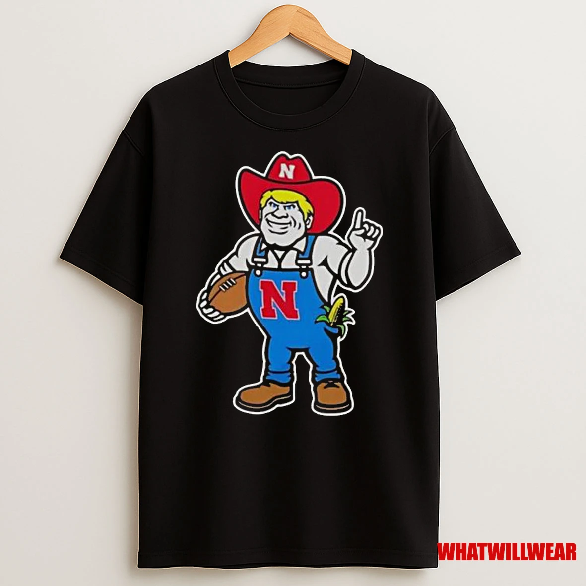 Andrew Whitworth Ryan Fitzpatrick Wearing Nebraska Huskers Herbie Mark Mascot Classic Shirts