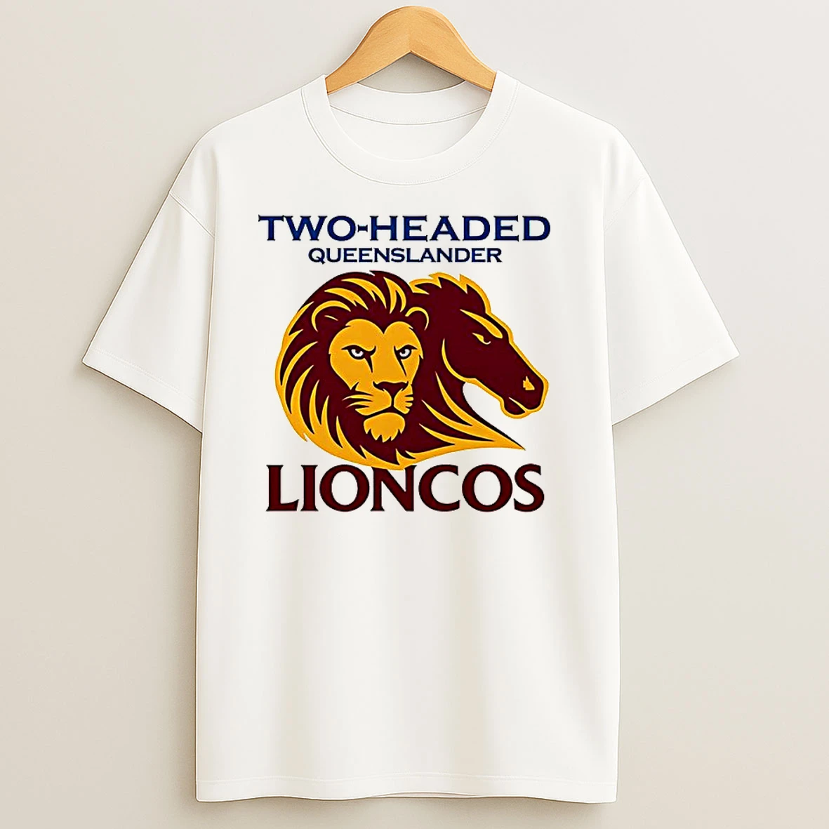 Brisbane Lions And Brisbane Broncos Two Headed Queenslander Lioncos Classic Shirts