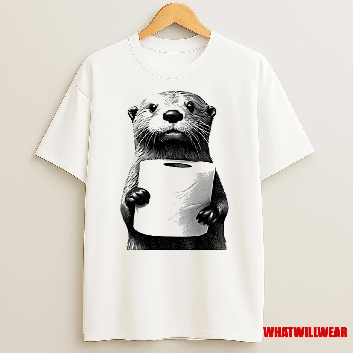 Cute Otter Holding Toilet Paper Funny Meme Classic Shirts