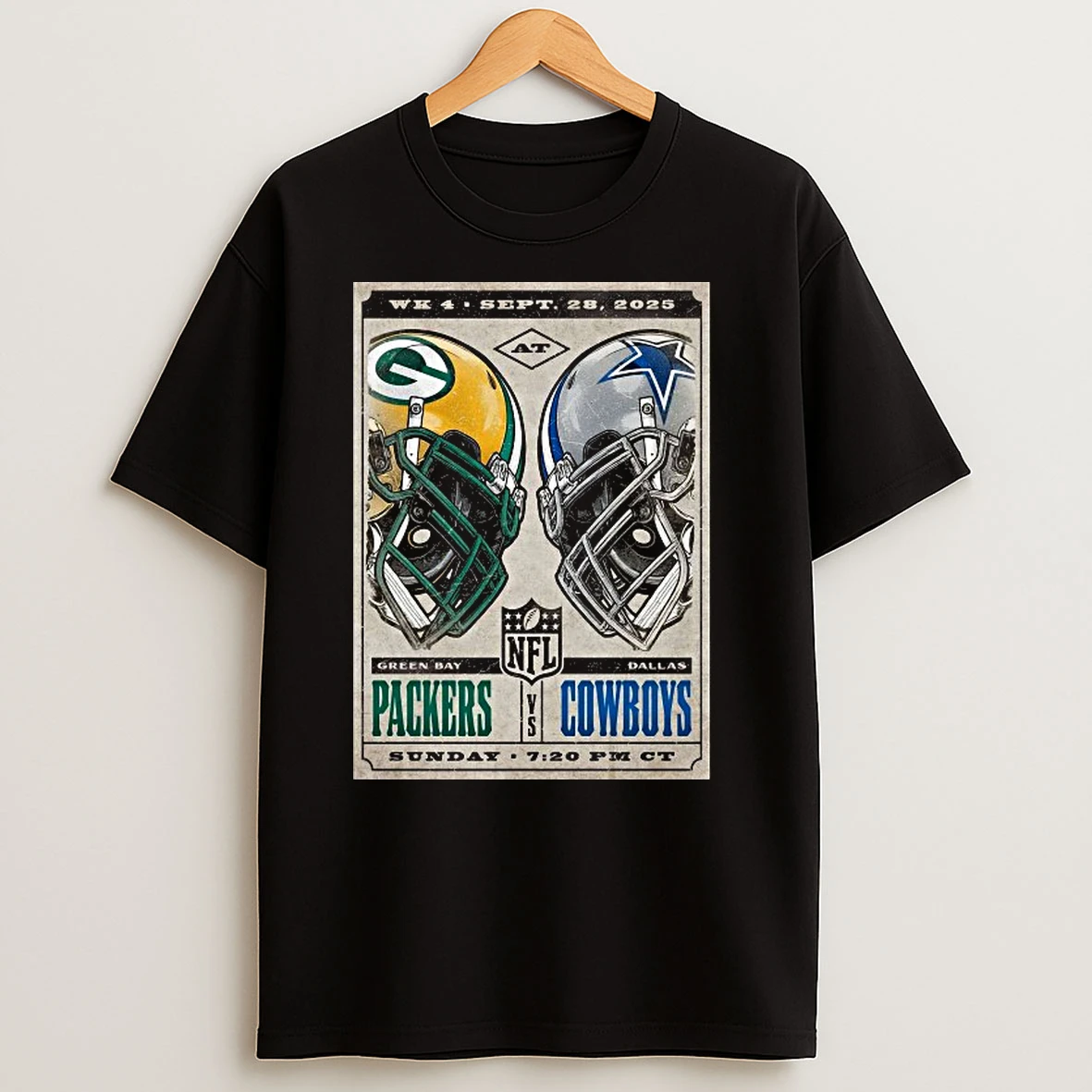 Dallas Cowboys Vs Green Bay Packers And Stadium Arlington Tx Sept 28 2025 Nfl Shirts