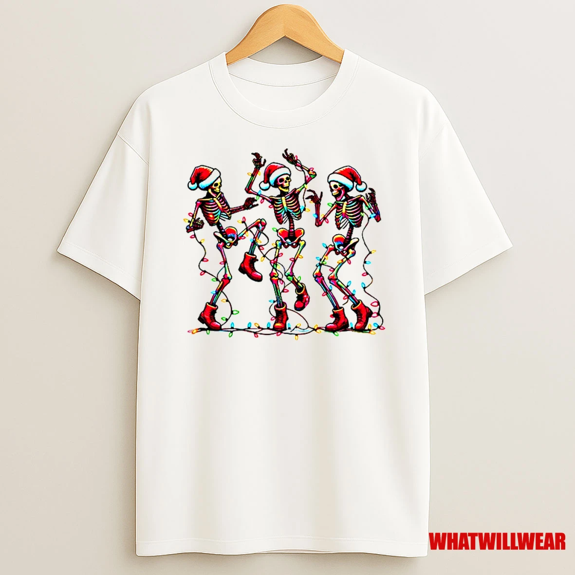 Dancing Skeleton Santa Hat Merry Christmas 2025 Classic Shirts