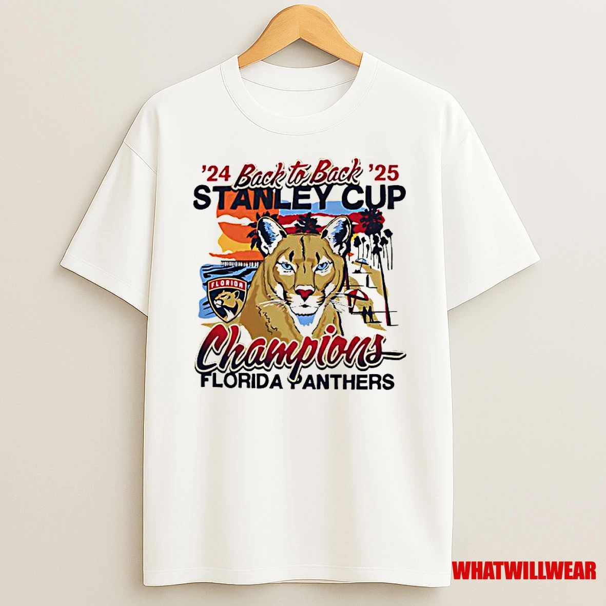 Florida Panthers 47 Cream Back To Back Florida Sunset Franklin Graphic Classic Shirts