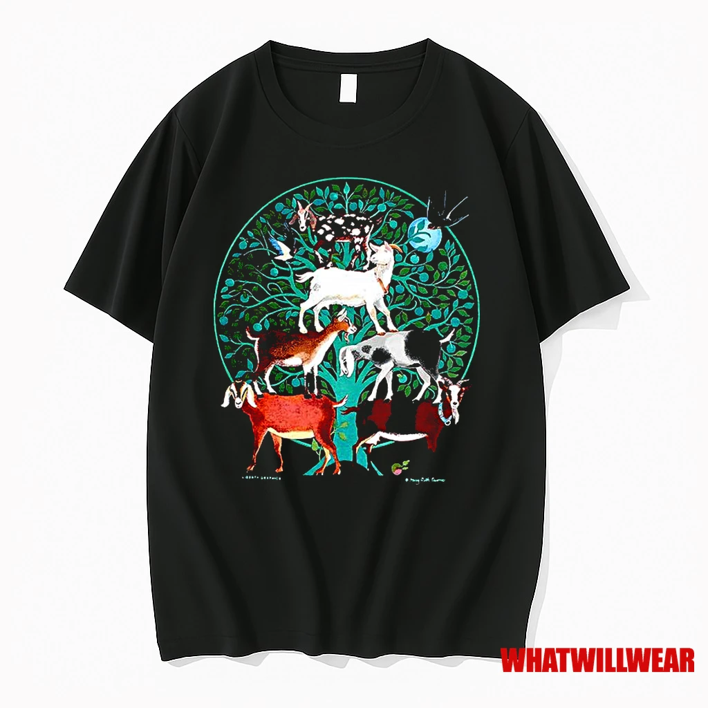 Goat Tree Swallow Folk Art Style Classic Shirts