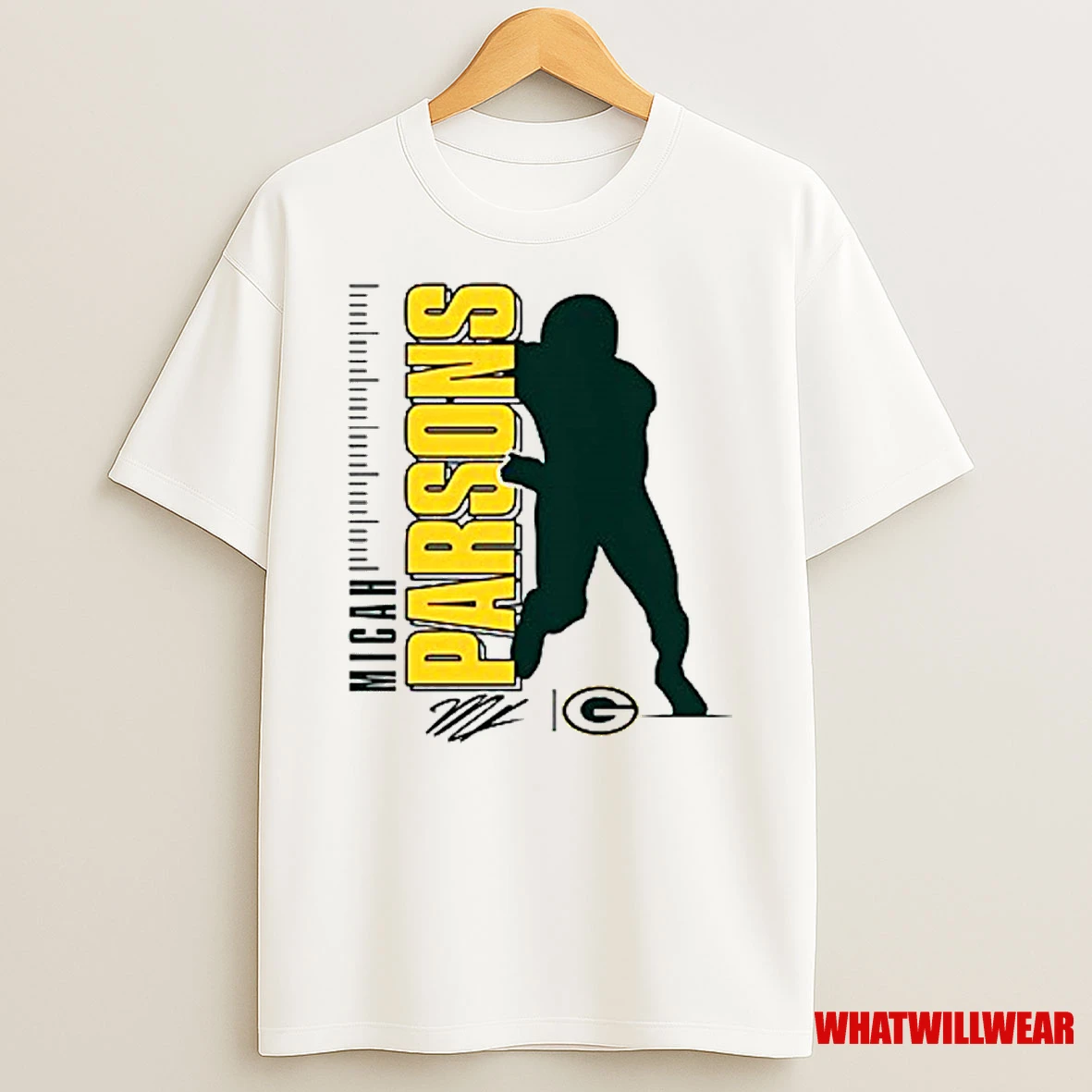 Green Bay Packers Micah Parsons Yards Silhouette Signature Classic Shirts