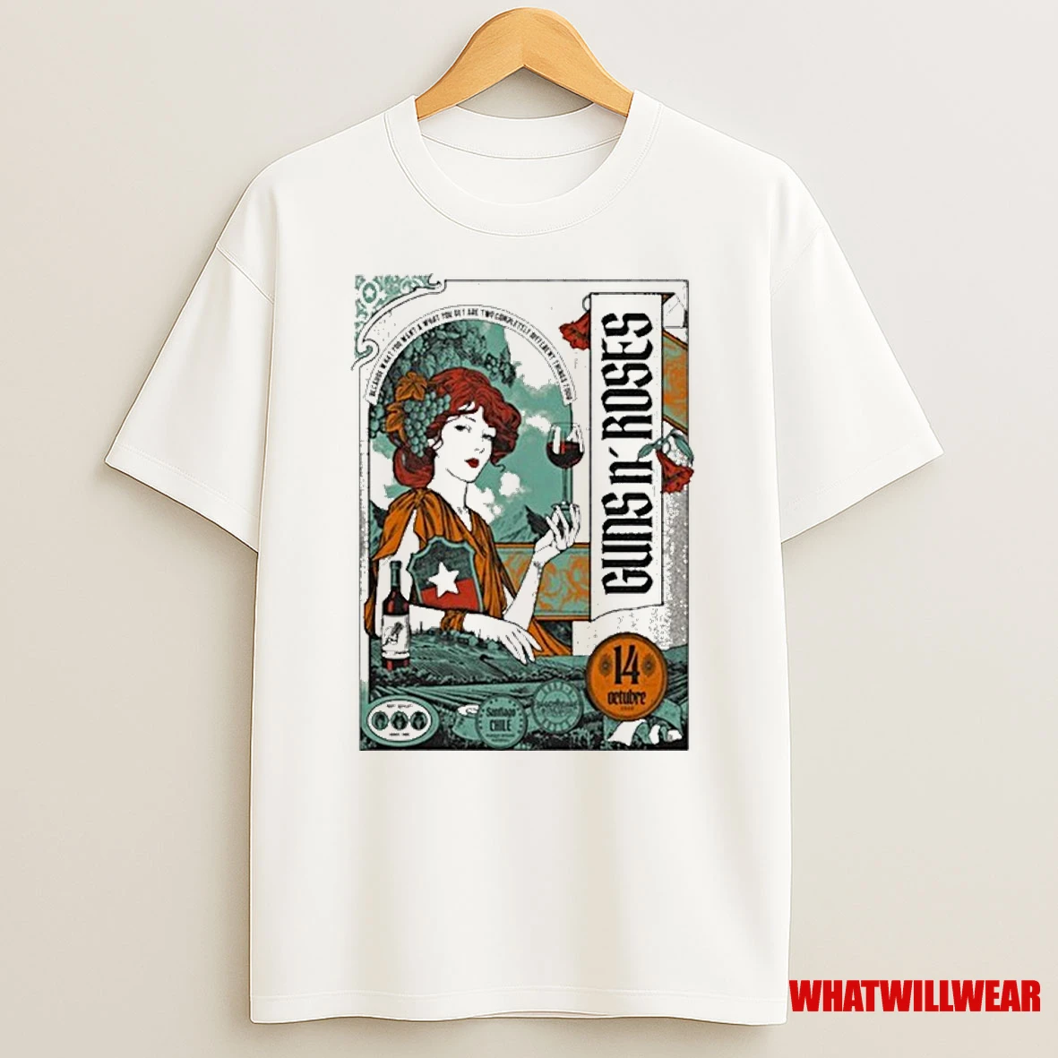 Guns N Roses Oct 14 2025 Parque Estadio Nacional Santiago Chile Tour Shirts