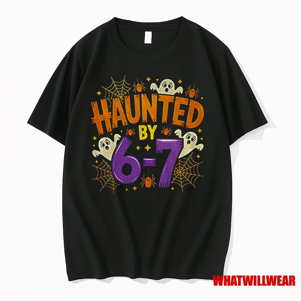 Haunted By 6 7 Halloween Funny Spooky Ghost Meme Classic Shirts