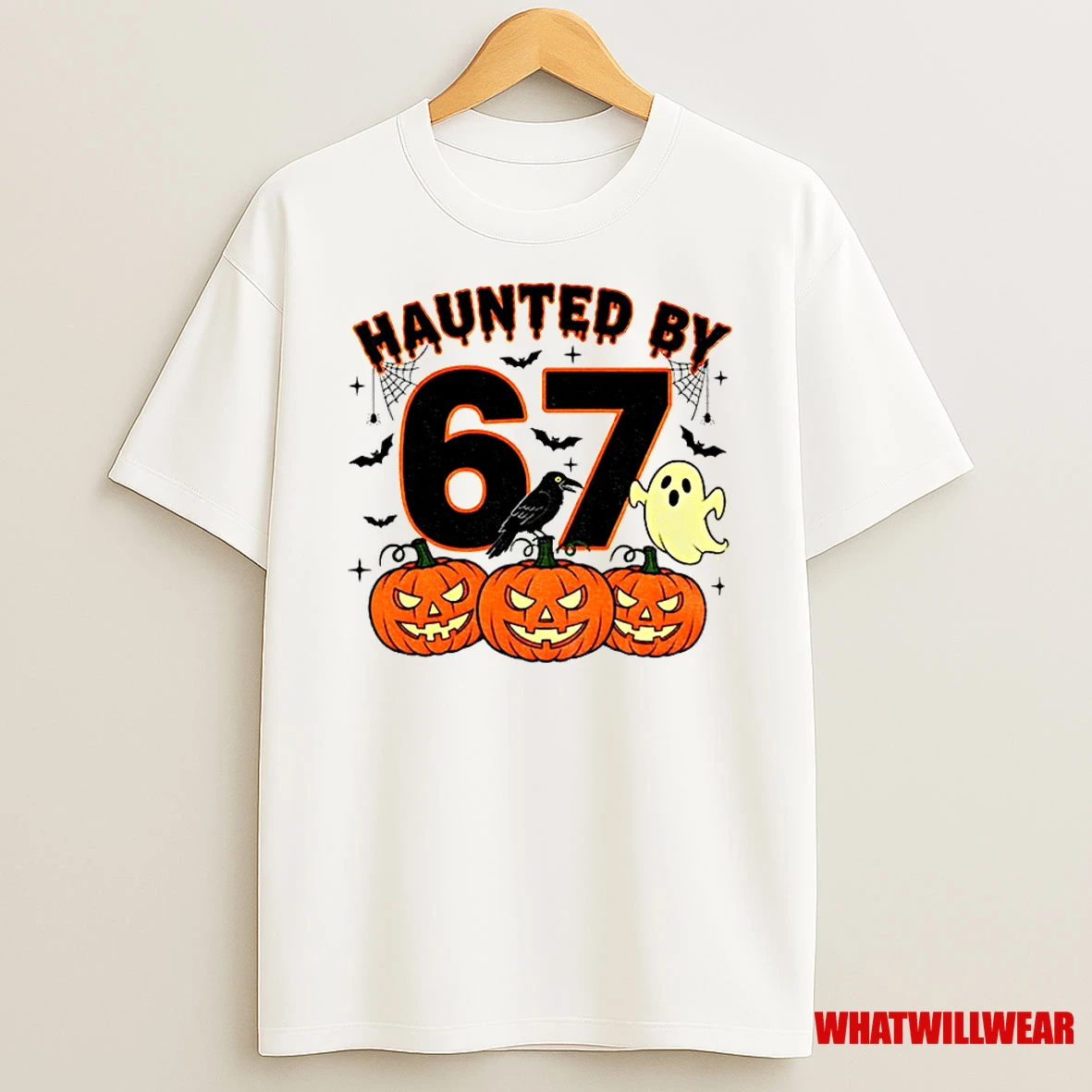 Haunted By 67 Halloween Spooky Ghost Pumpkin Classic Shirts