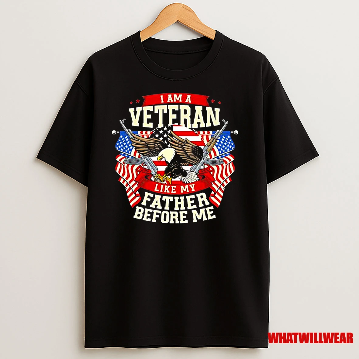 I Am A Veteran Like My Father Before Me Eagle American Flag Classic Shirts