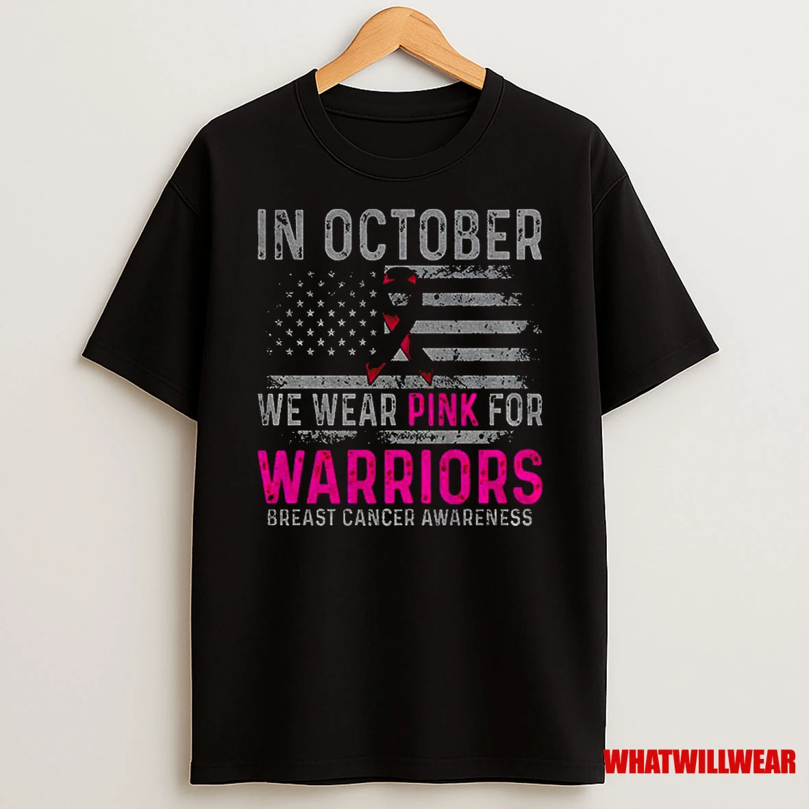 In October We Wear Pink For Warriors Flag Classic Shirts