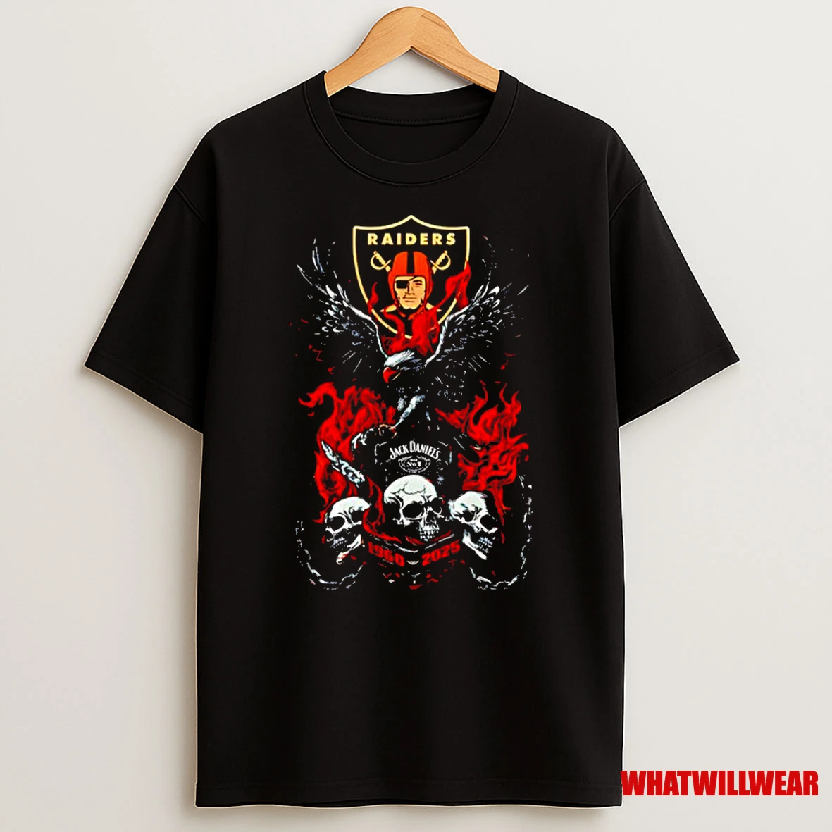 Jack Daniels Whiskey Brand Vs Las Vegas Raiders 1960 2025 Custom Skull Eagles Logo Classic Shirts