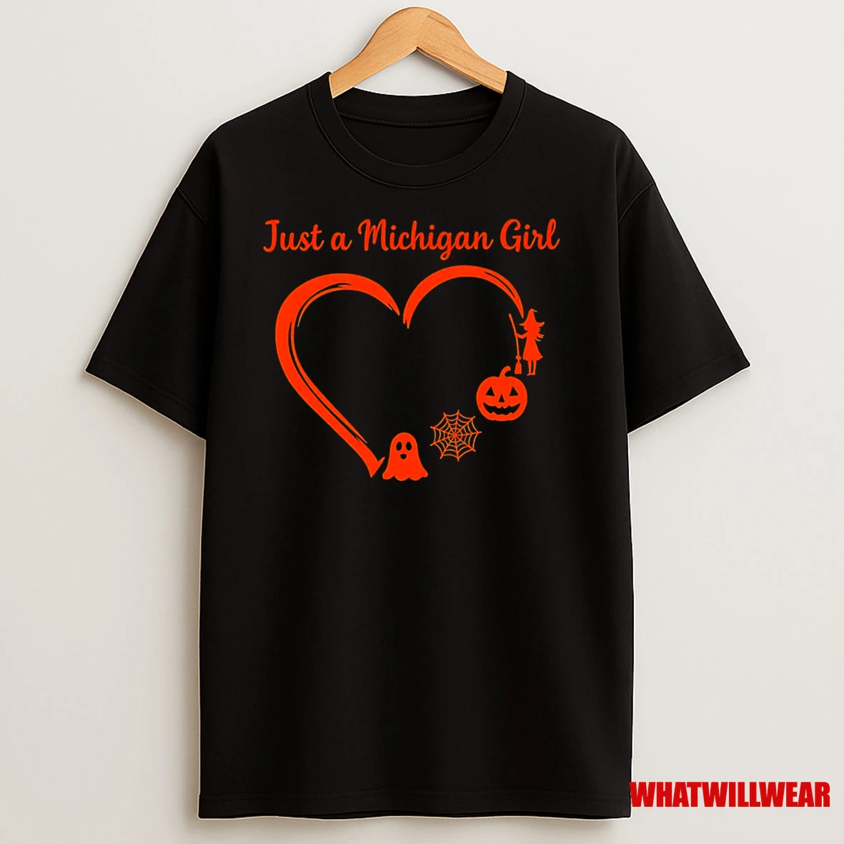 Just A Michigan Girl Heart Halloween Classic Shirts