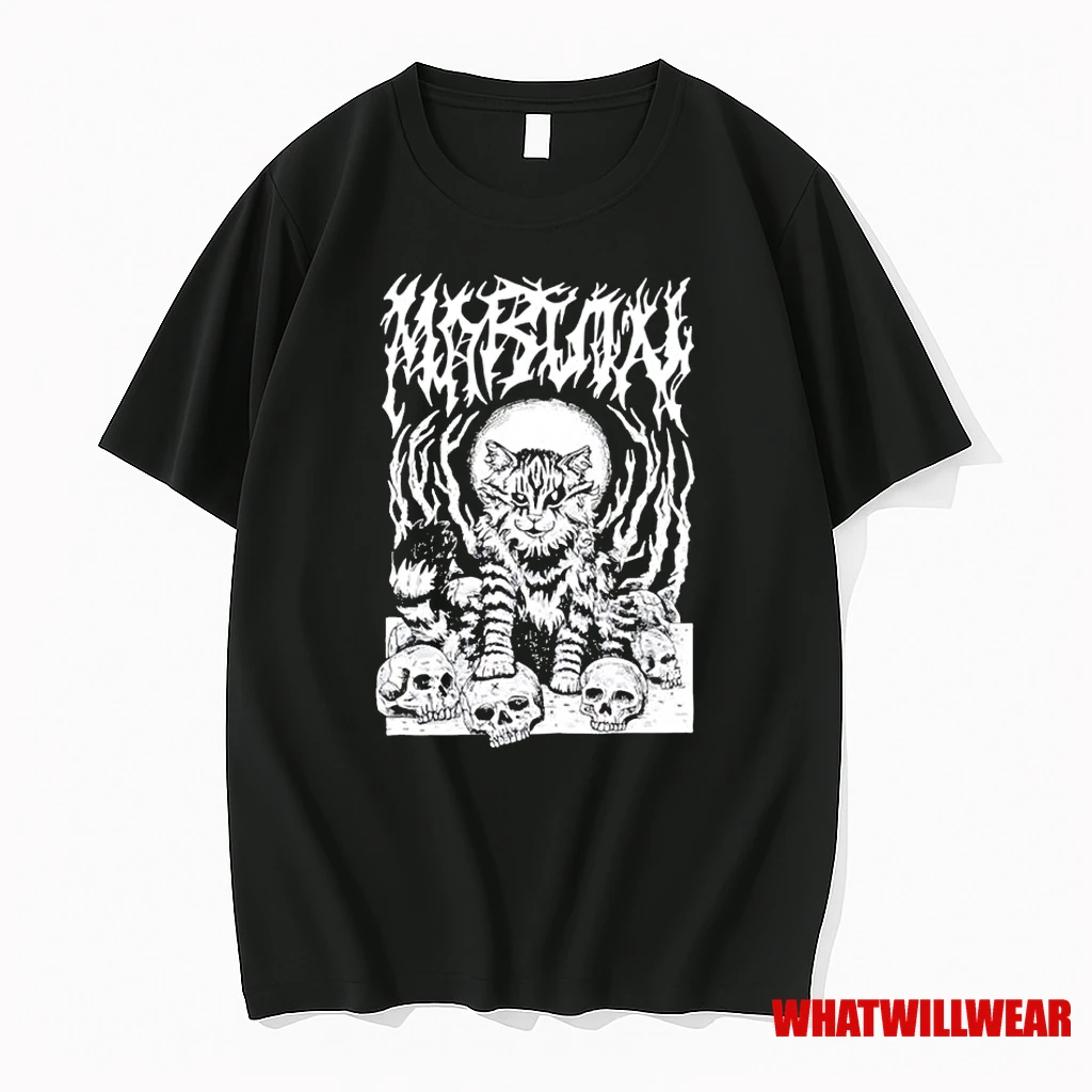 Metal Marf By Beefaroni Marvin Skull Cat Graphic Classic Shirts