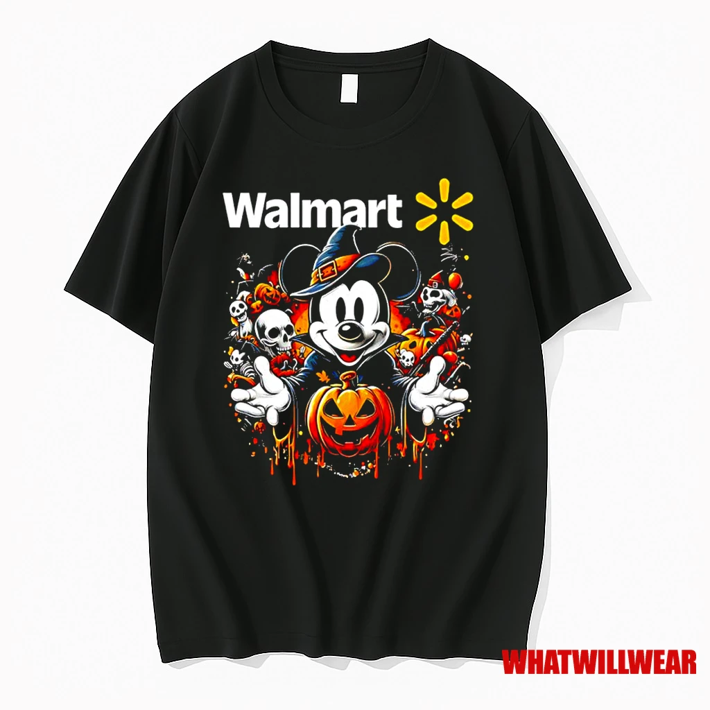 Mickey Mouse Vs Walmart Halloween Wizard Skulls Pumpkin Classic Shirts