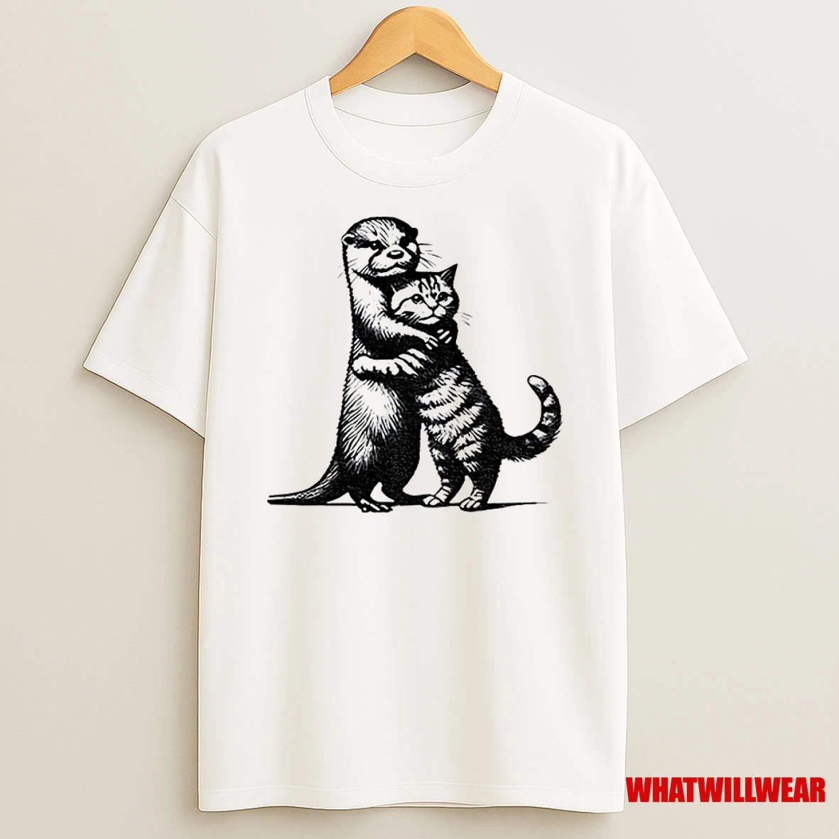 Otter Hug Cat Funny Meme Classic Shirts
