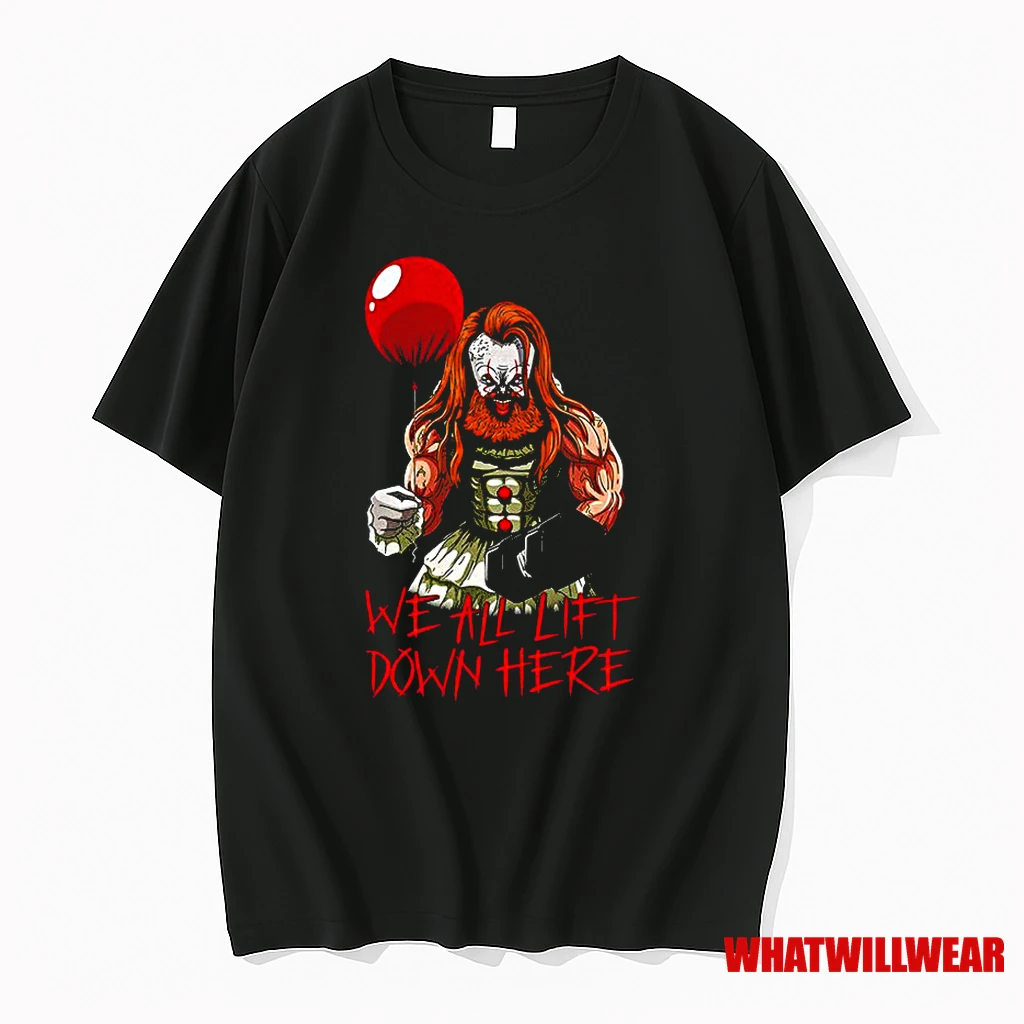 Pennywise Gym It We All Lift Down Here Halloween Classic Shirts