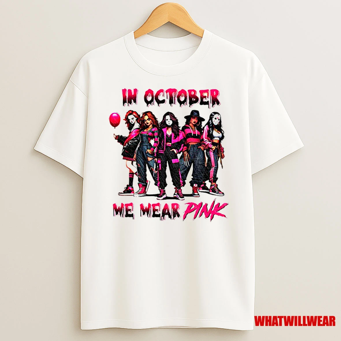 Pink Slasher Movie Characters In October We Wear Pink Classic Shirts