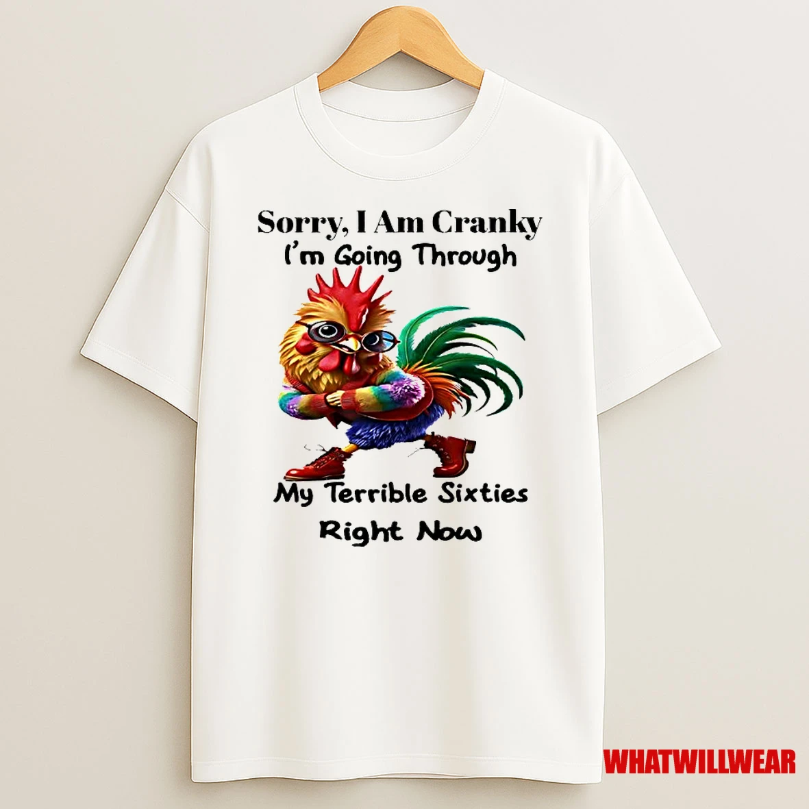 Rooster Sorry I Am Cranky Im Going Through My Terrible Sixties Right Now Classic Shirts