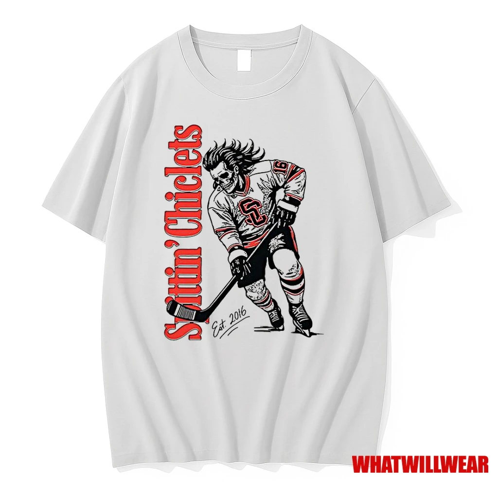 Spittin Chiclets Skeleton Hockey Est 2016 Classic Shirts