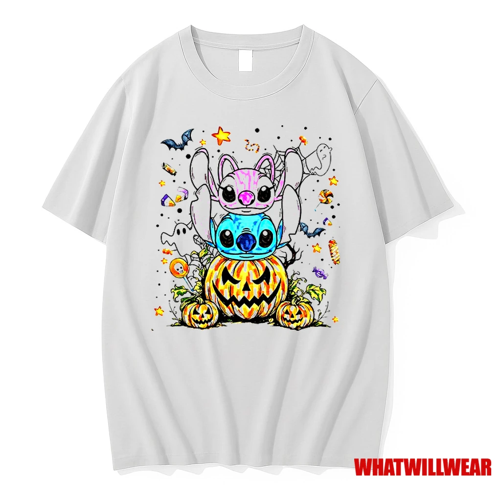 Stitch Pumpkin Spooky Vibes Halloween Classic Shirts