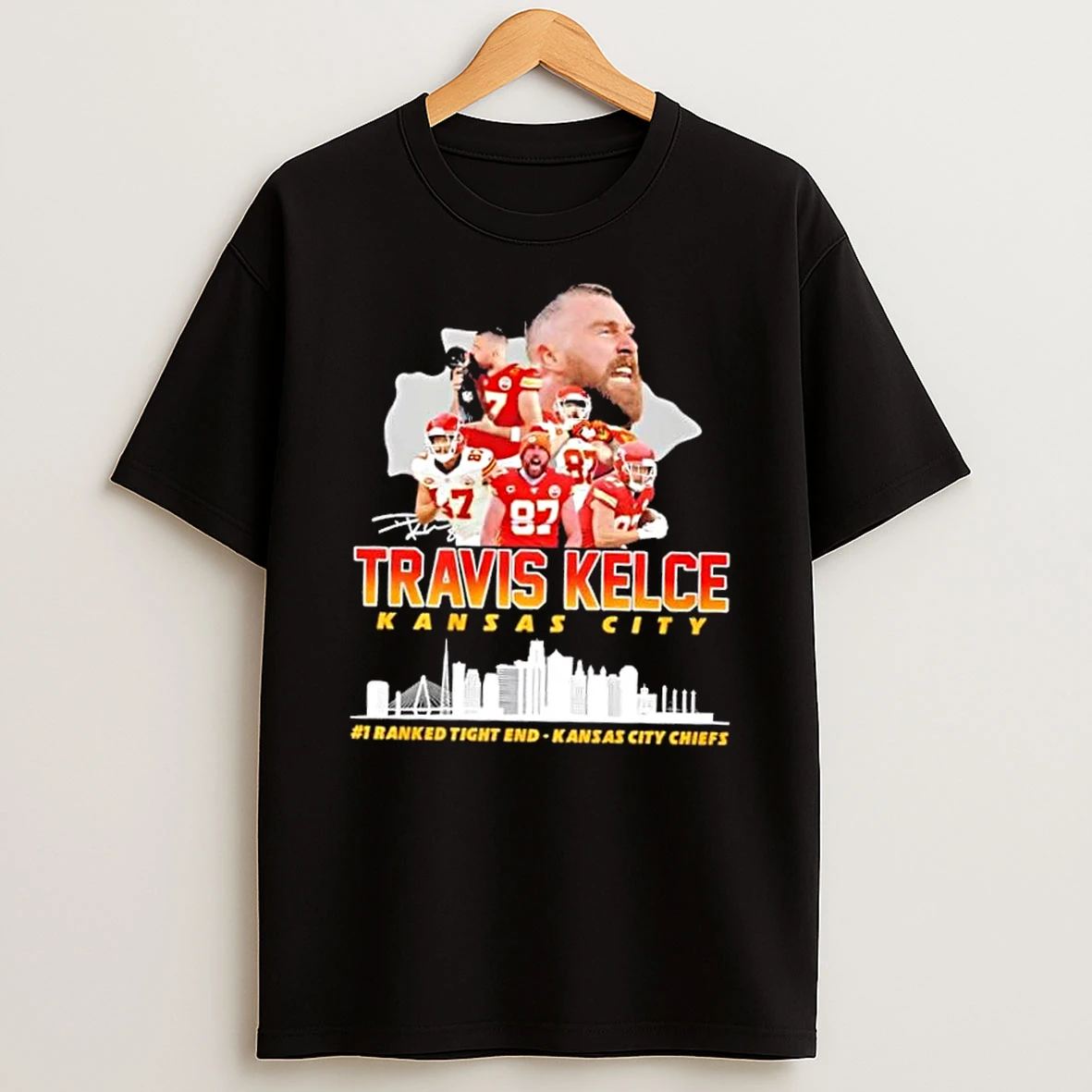 1 Ranked Tight End Kansas City Chiefs Travis Kelce Skyline Shirts