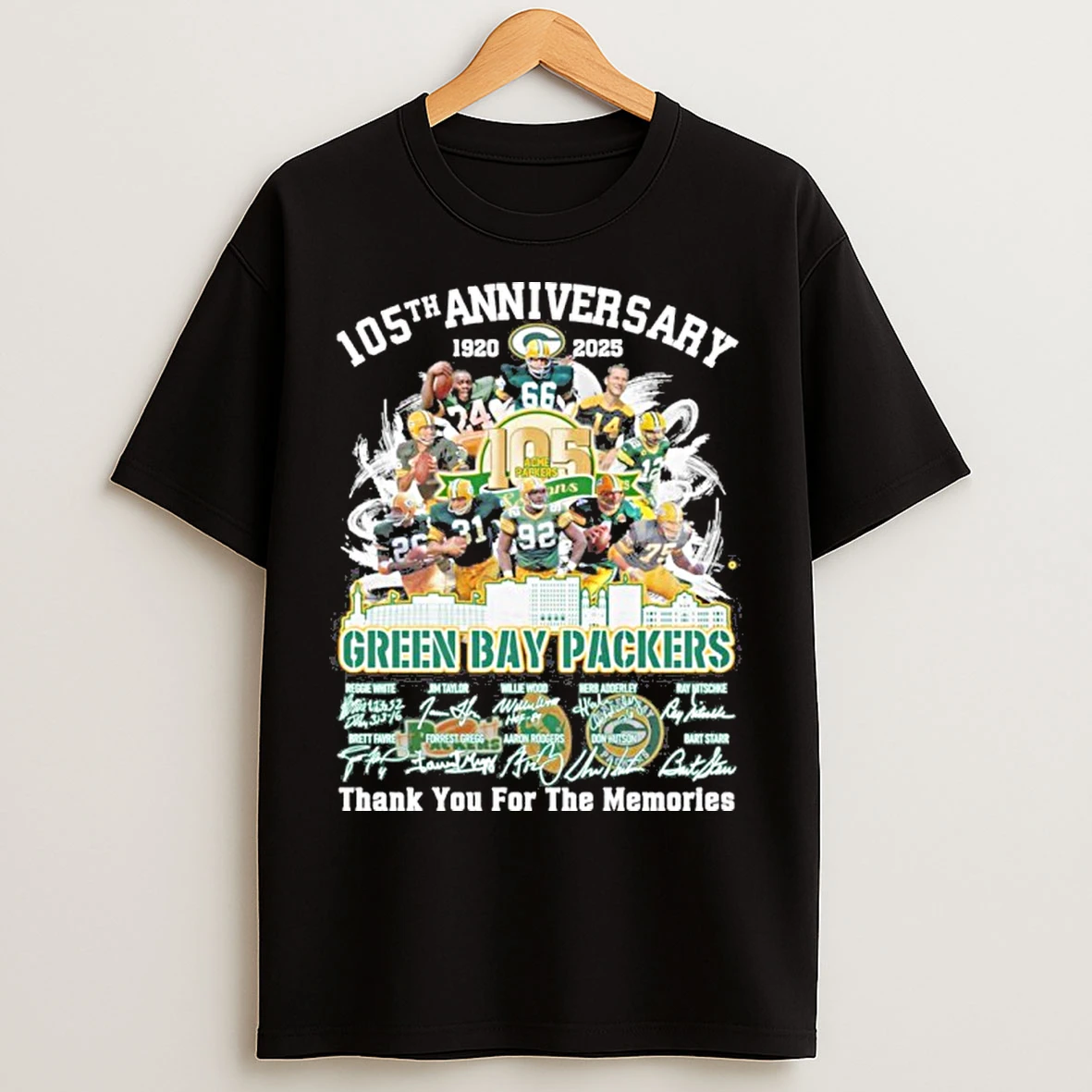 105 Th Anniversary 1920 2025 Team Player Green Bay Packers Signature Thank You For The Memories T Shirts