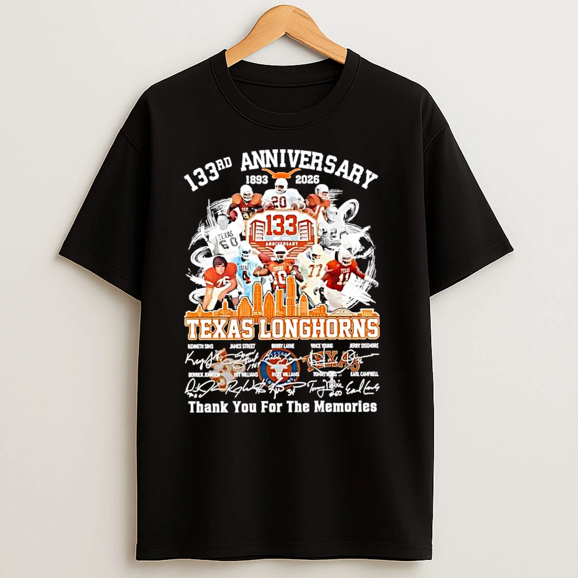 133rd Anniversary Of The Texas Longhorns Thank You For The Memories Signatures Players T Shirts