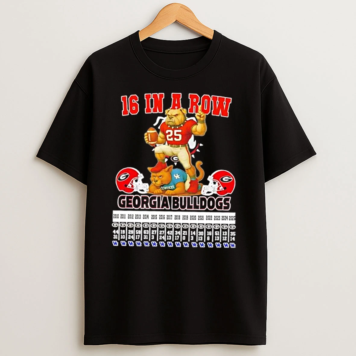 16 In A Row Georgia Bulldogs All Times Mascots T Shirts