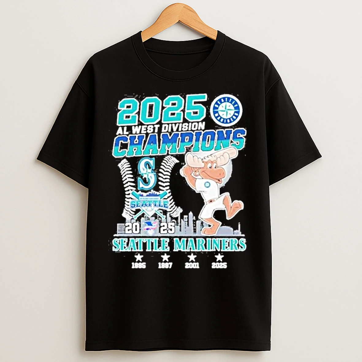 2025 Al West Division Champions Mascot Seattle Mariners T Shirts