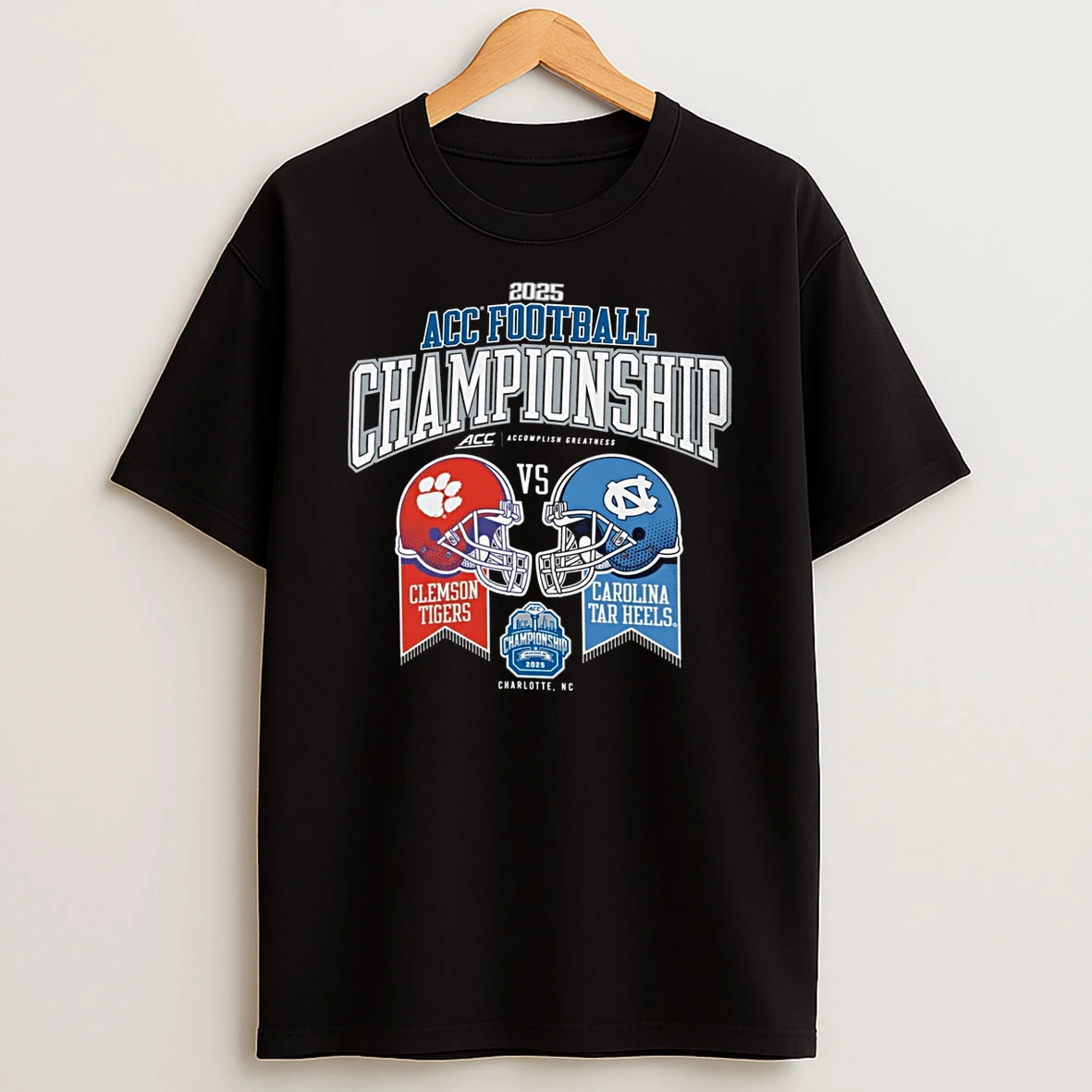 2025 Atlantic Coast Conference Football Championship Clemson Tigers Vs North Carolina Tar Heels Shirts