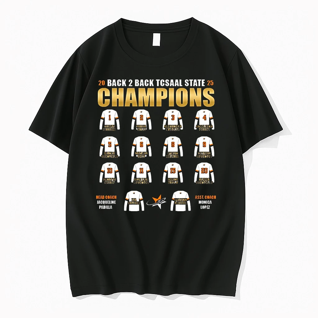 2025 Back 2 Back Tcsaal State Champions Lady Rockets Head Coach Jacqueline Padilla Asst Coach Monica Lopez Shirts