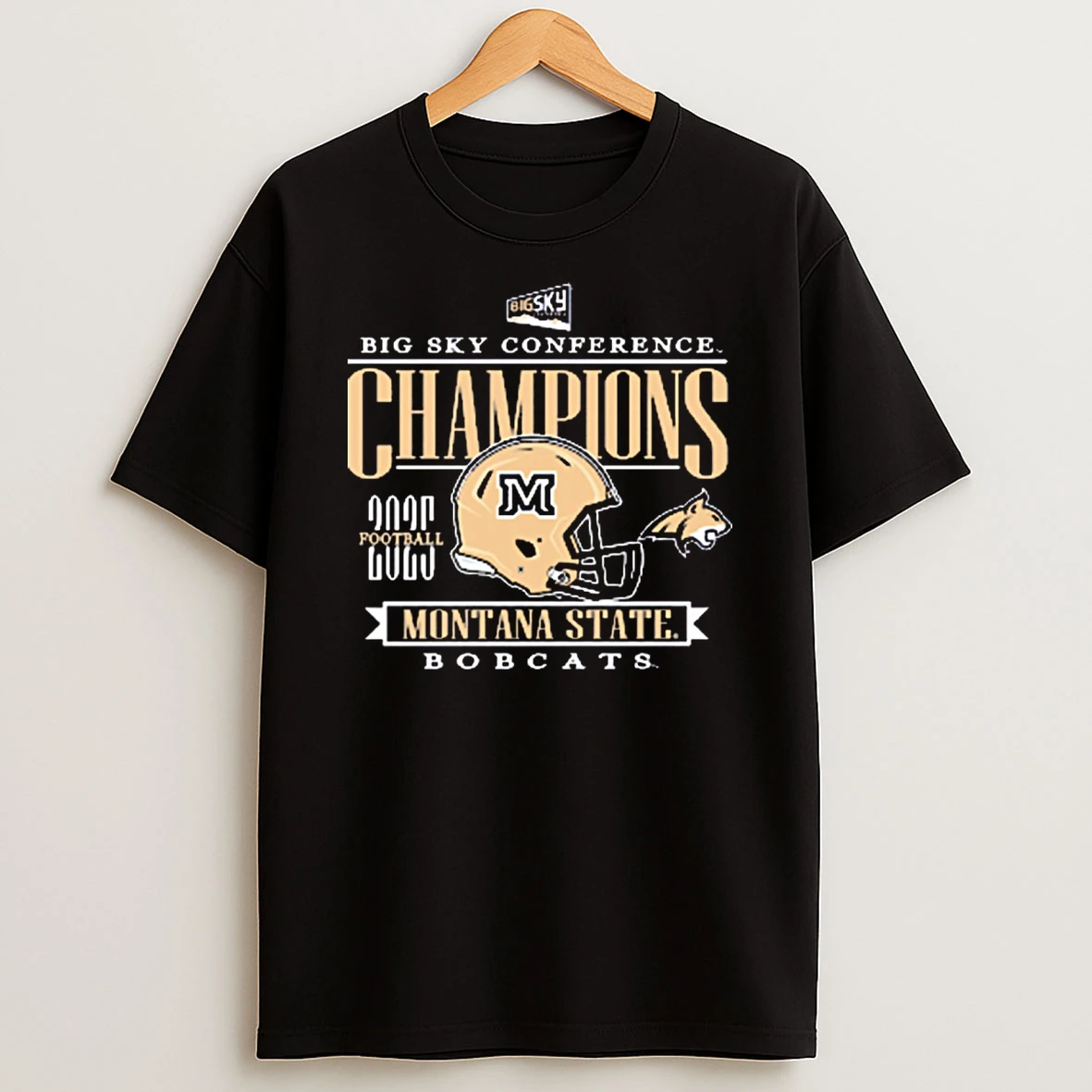 2025 Big Sky Conference Football Champions Montana State Bobcats Helmets Shirts