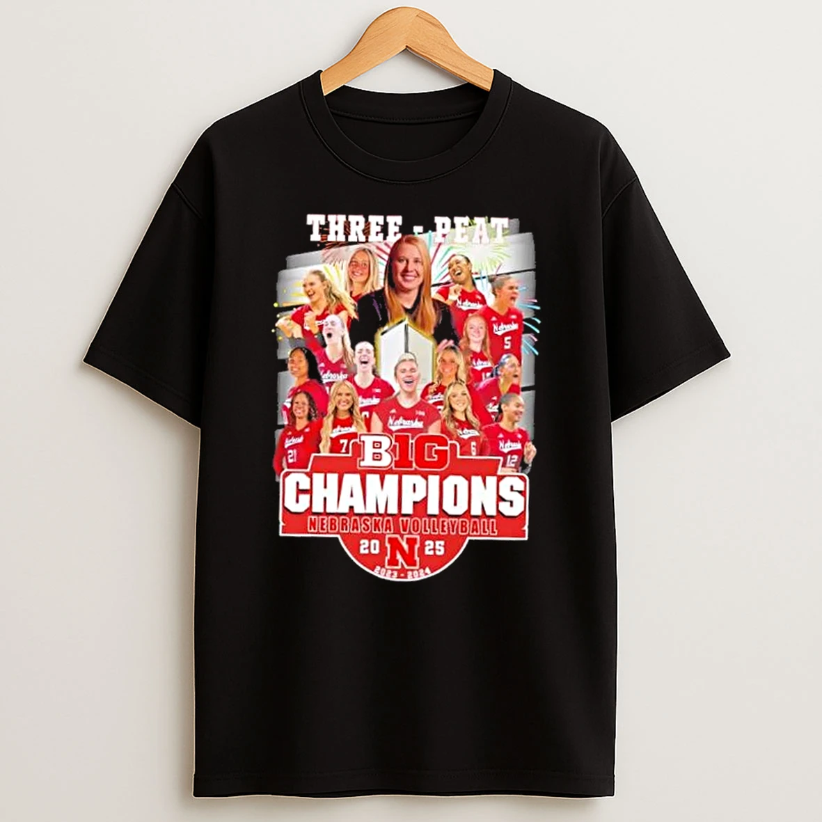 2025 Big Ten Champions Nebraska Huskers All Players Three Peat Shirts