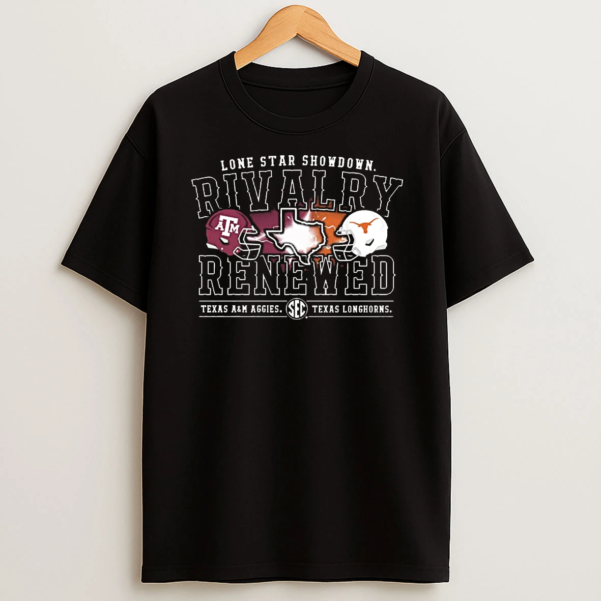 2025 Lone Star Showdown Rivalry Renewed Texas Am Aggies Vs Texas Longhorns Sec Logo Shirts