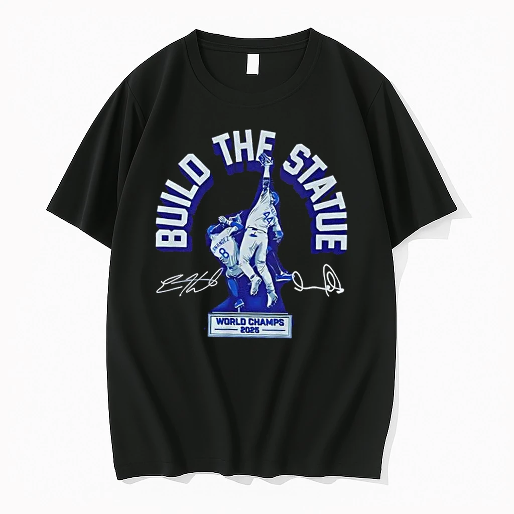 2025 World Champs Los Angeles Dodgers Andy Pages And Kike Hernandez Build The Statue Signatures Shirts