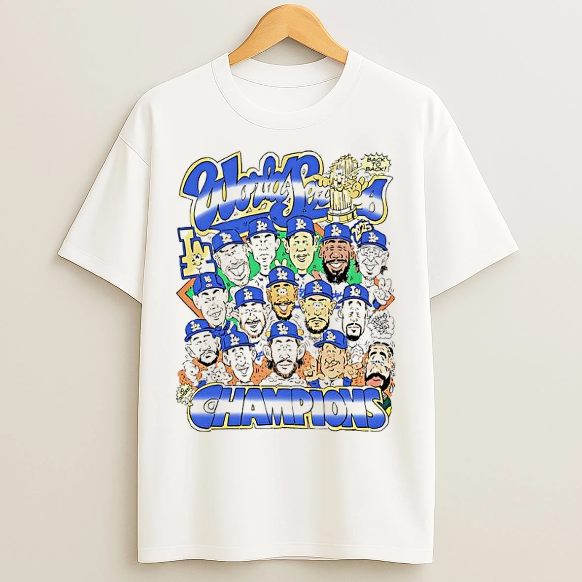 2025 World Series Champions Los Angeles Dodgers Back To Back Caricature T Shirts