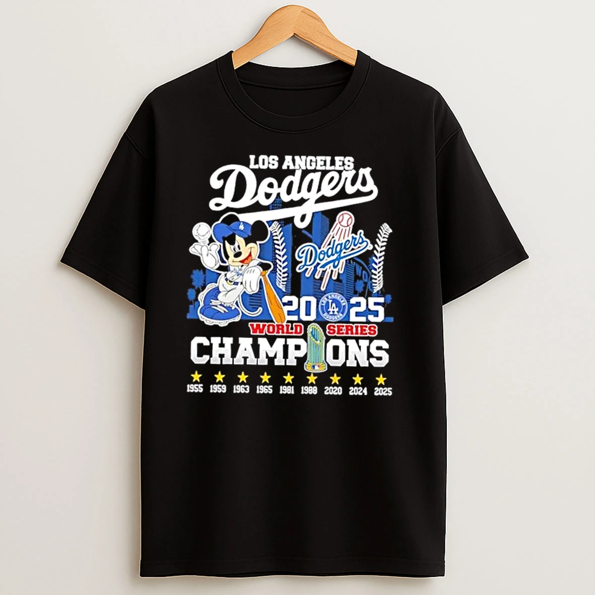 2025 World Series Champions Mickey Los Angeles Dodgers Baseball T Shirts