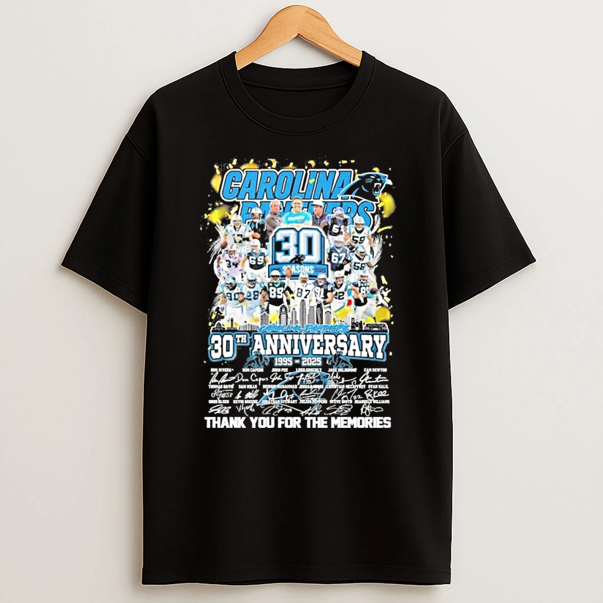 30th Anniversary 1995 2025 Carolina Panthers Team Shirts