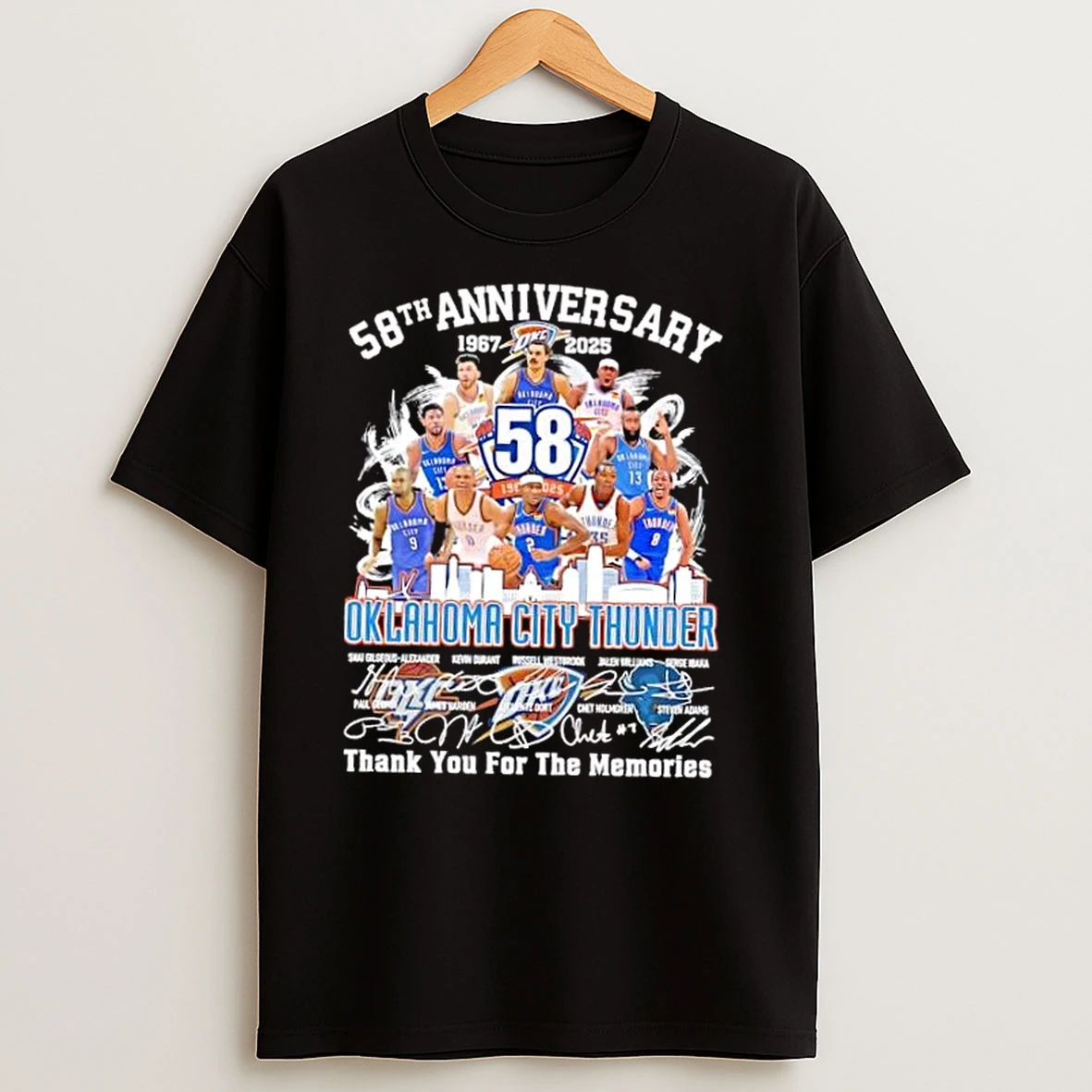 58th Anniversary 1967 2025 Oklahoma City Thunder Legends Thank You For The Memories T Shirts