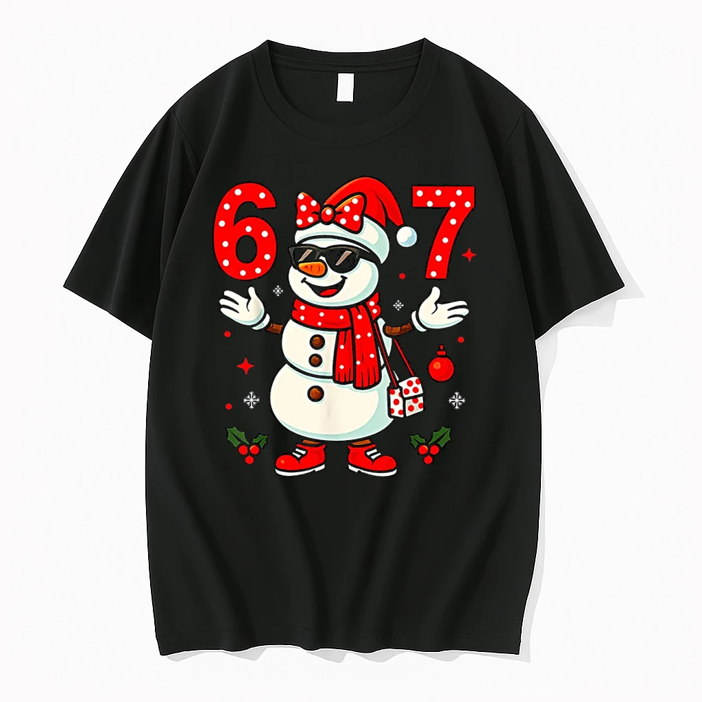 6 7 Christmas Women Bow Snowman Six Seven Teacher Shirts