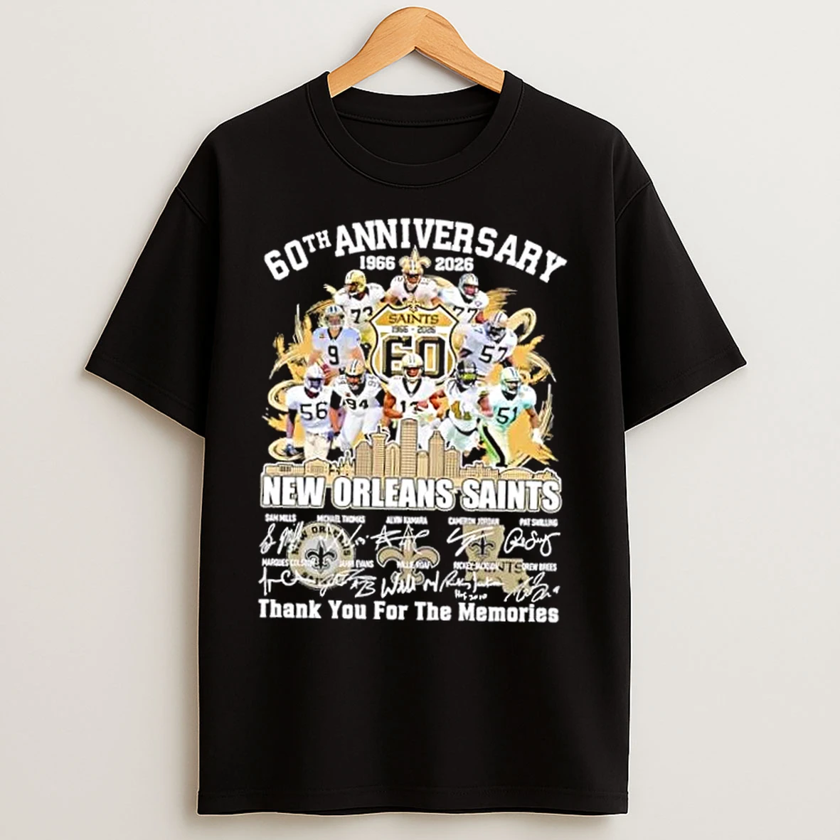 60th Anniversary 1966 2026 New Orleans Saints Legends Thank You For The Memories T Shirts