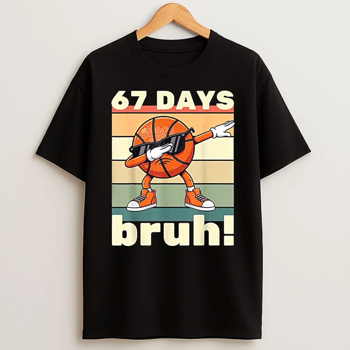 67 Days Of School Bruh Teacher Kids Dabbing Basketball Shirts